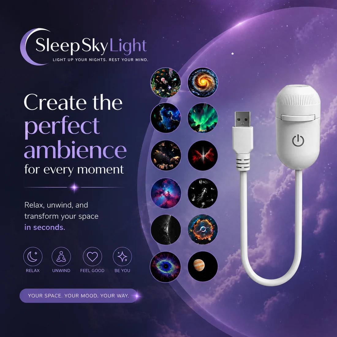 Create Your Calm™ USB Galaxy Projector